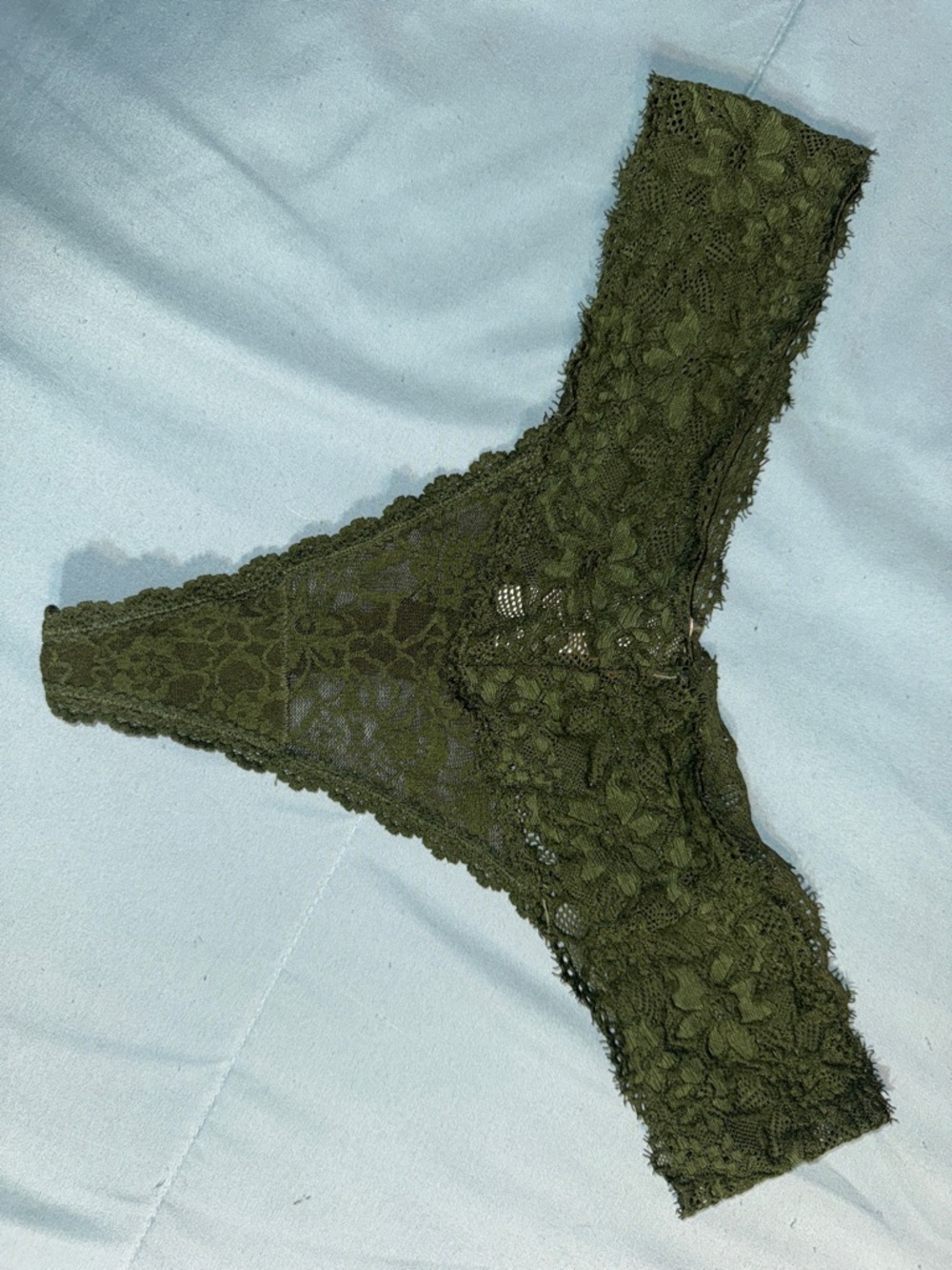 aerie Olive Green Floral Lace Thong